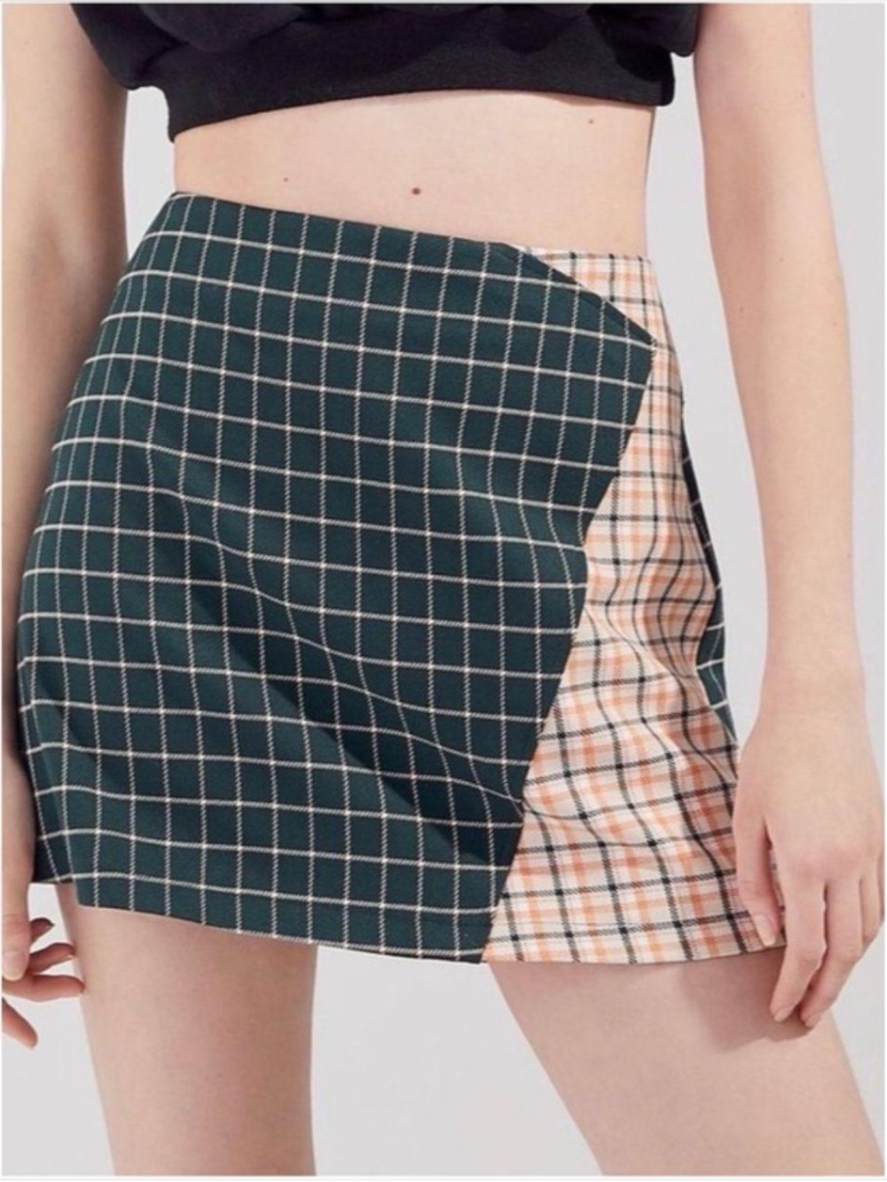 Urban Outfitters Two-Tone Plaid Mini Skirt